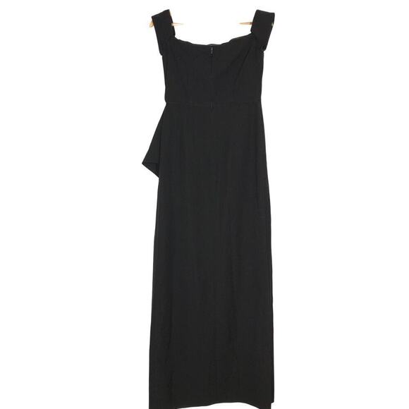 JS Collections Off Shoulder Split Gown Ruffle Maxi Evening Dress Black Size 6 - Picture 5 of 10